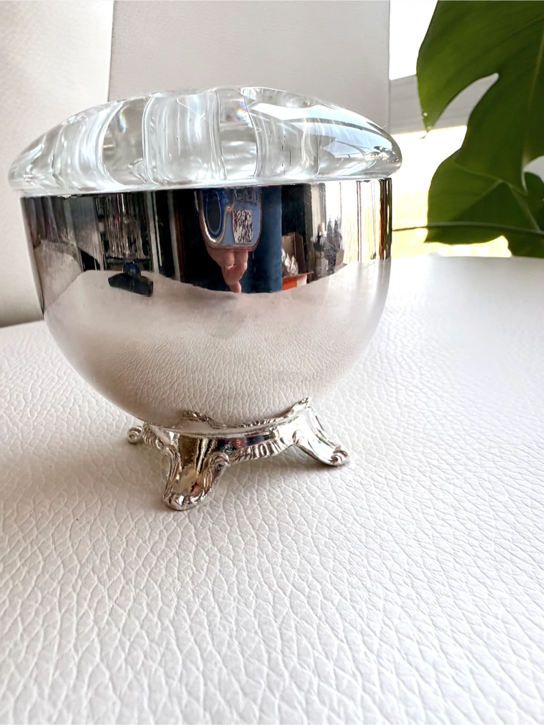J.A. Rogers Silver-Plated Bowl with Glass Flower Frog - photo 3