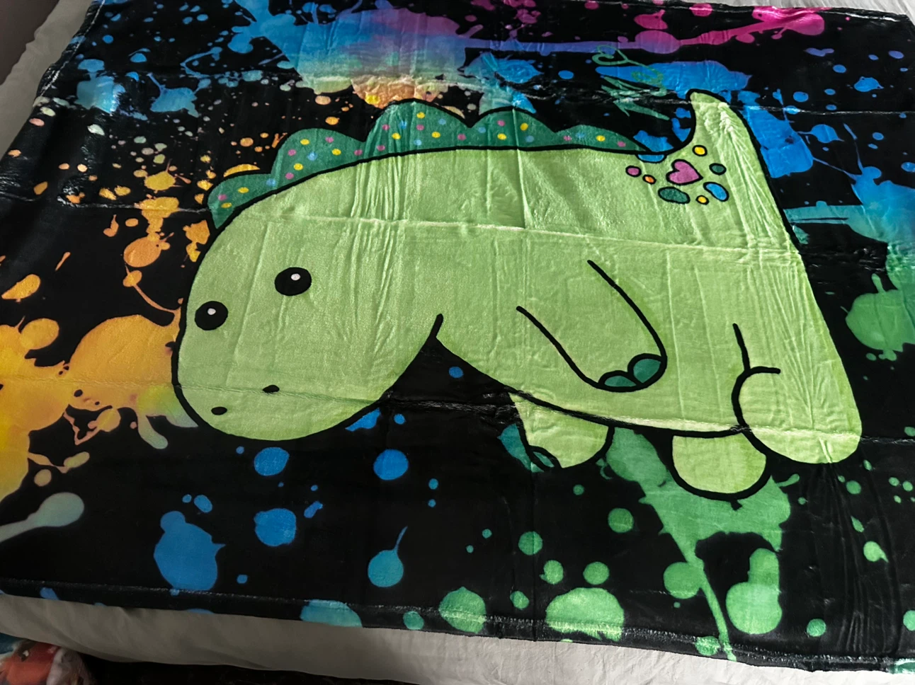 Green Dinosaur Plush Throw Blanket
