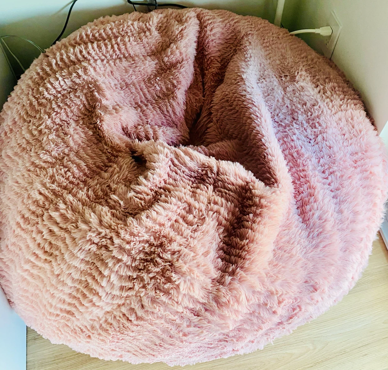 Pink Faux Fur Bean Bag Chair