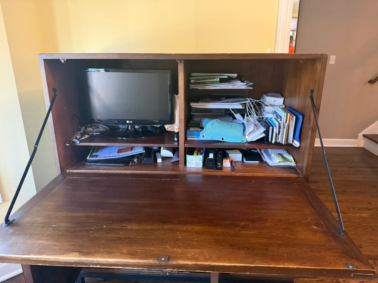 Wood Secretary Desk with Storage - photo 2