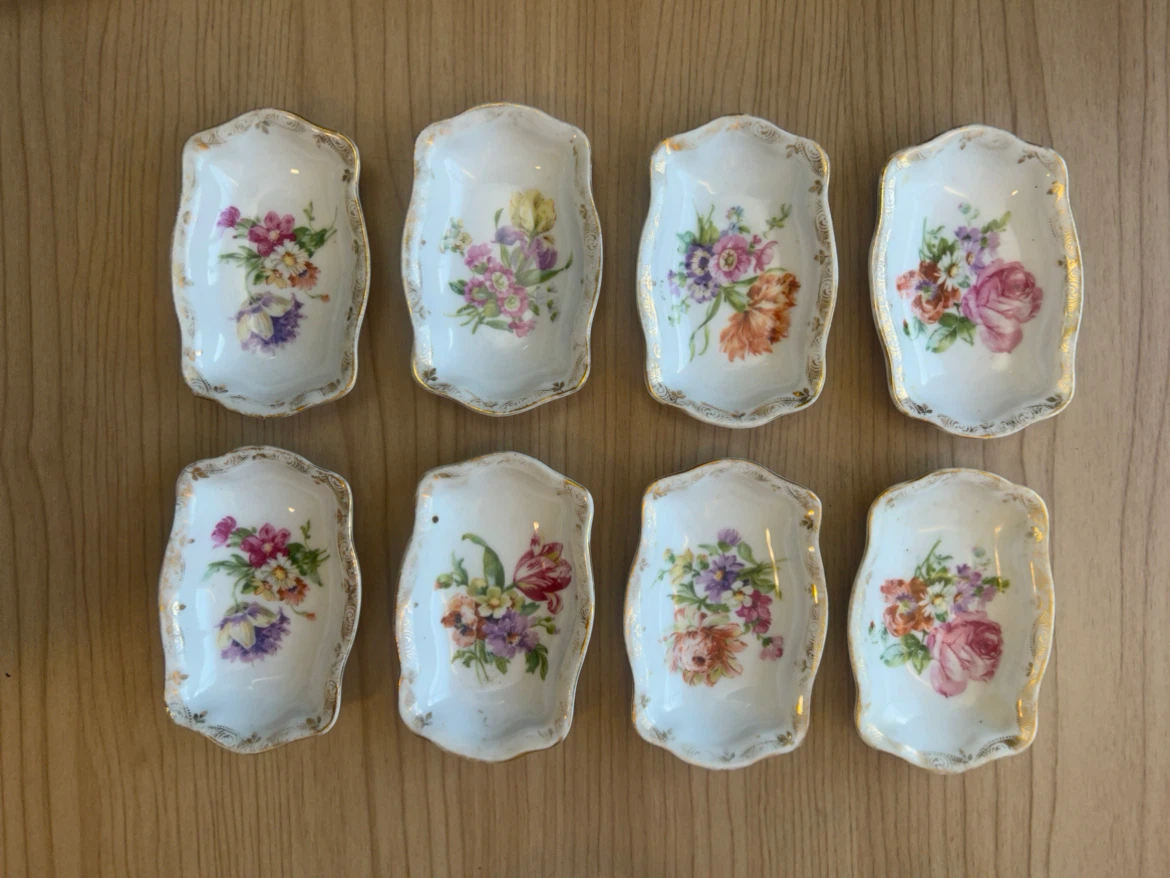 Antique Royal Rudolstadt Prussia Floral Porcelain Trinket Dishes
