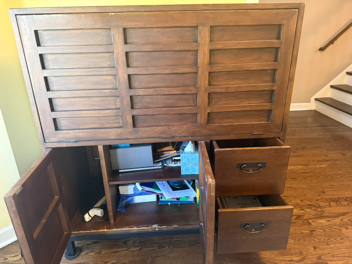 Wood Secretary Desk with Storage - photo 3