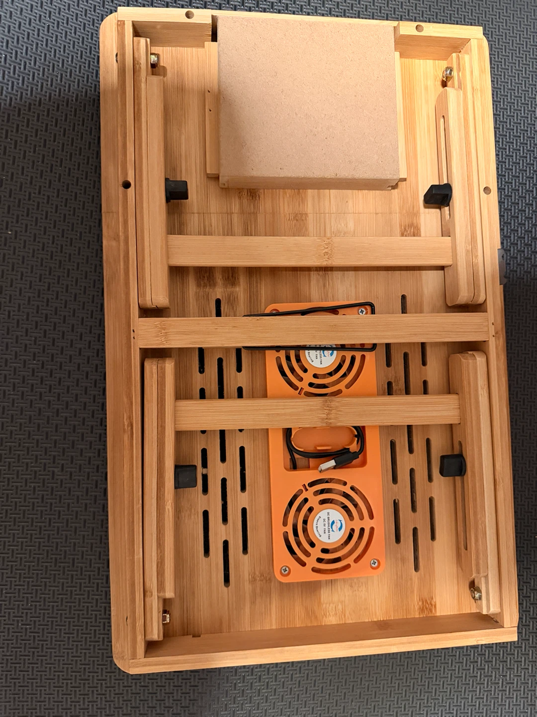 Adjustable Bamboo Laptop Desk with Cooling Fan - photo 2