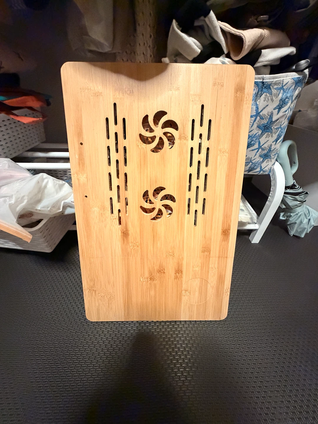 Adjustable Bamboo Laptop Desk with Cooling Fan - photo 5
