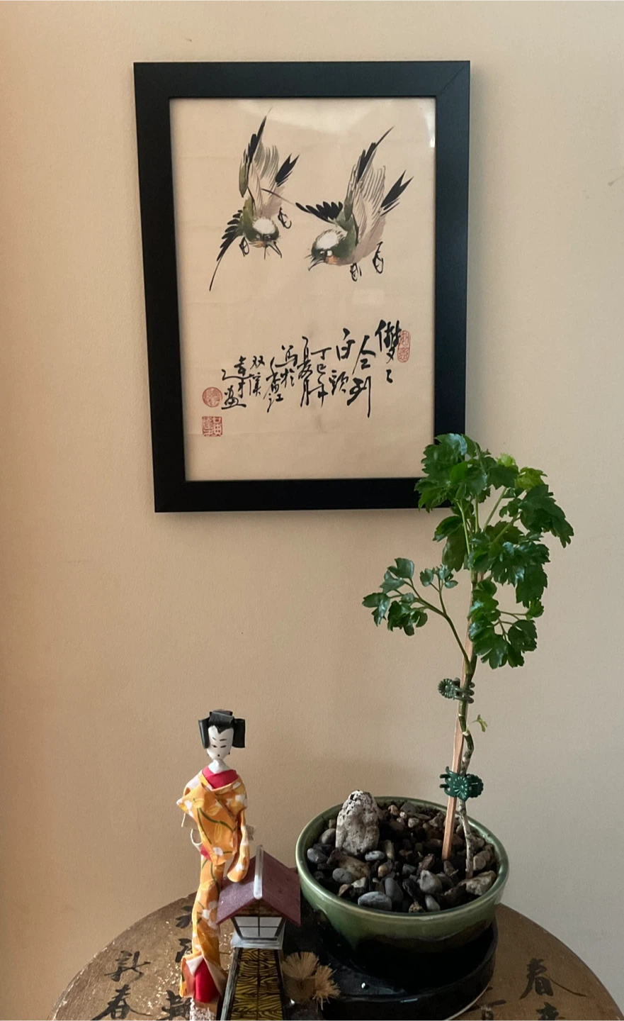 Vintage Chinese Watercolour Painting- Inseparable Swallows - photo 2