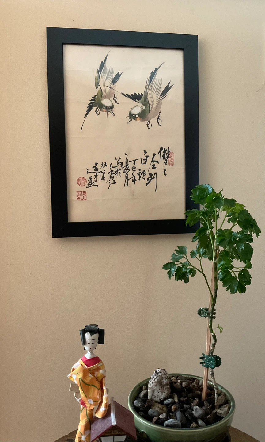 Vintage Chinese Watercolour Painting- Inseparable Swallows - photo 3