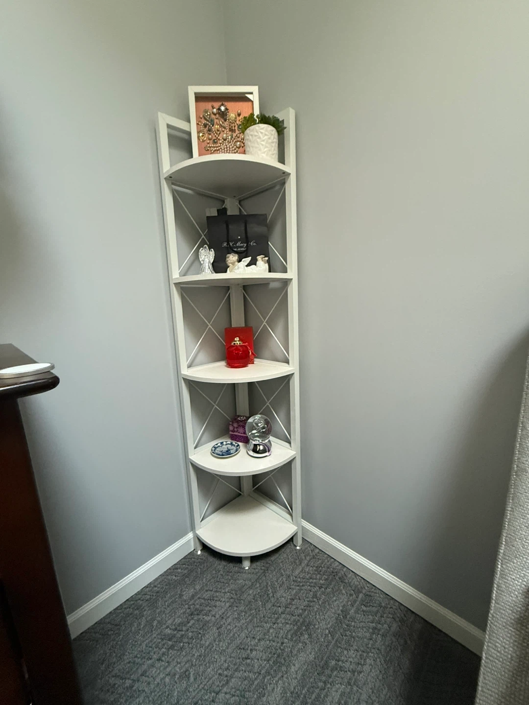 White 5-Tier Corner Shelf Unit