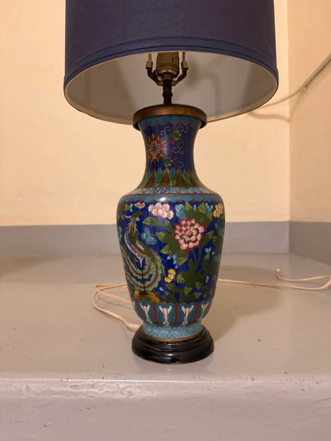 Vintage Cloisonné Floral Table Lamp - photo 2