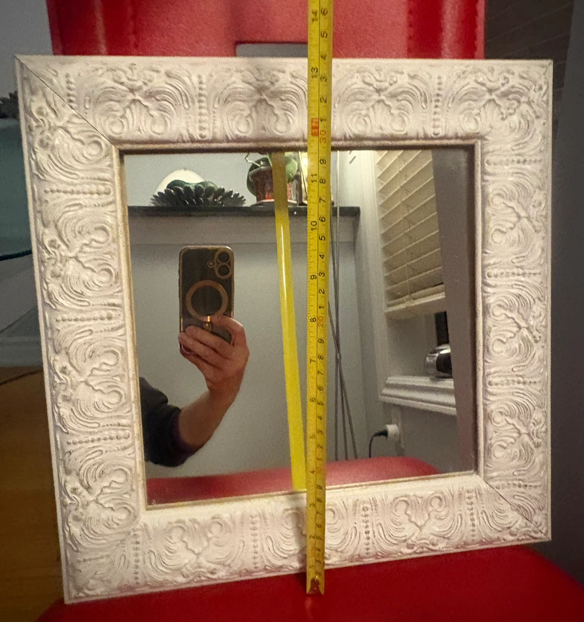 Sears ornate white wall mirror - photo 3