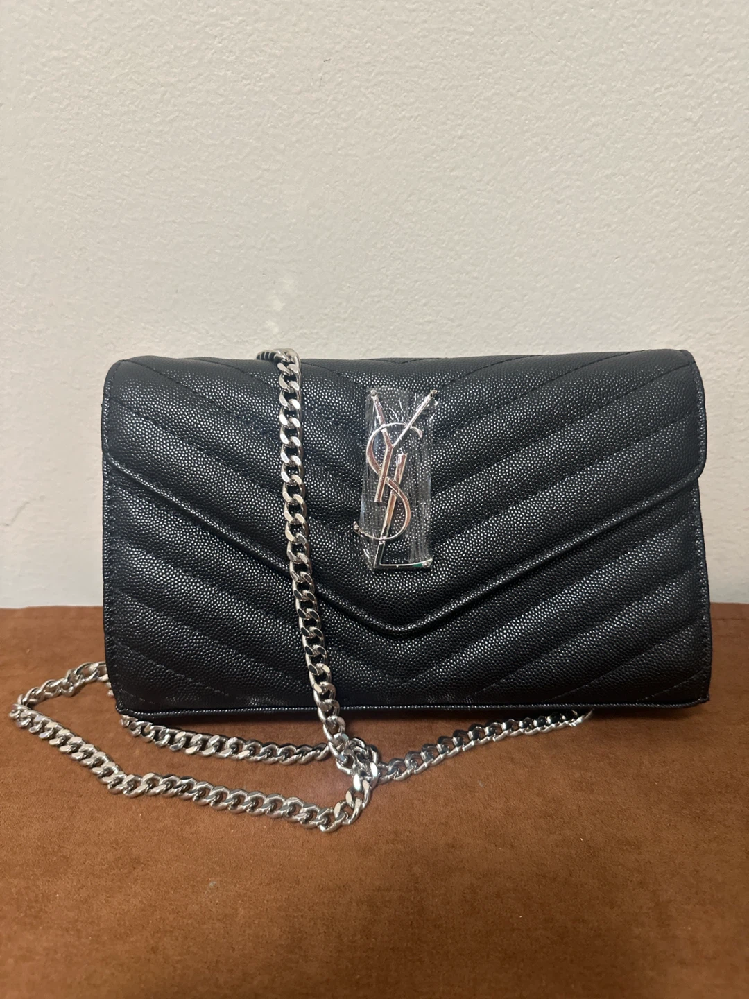 Saint Laurent Chevron Chain Wallet