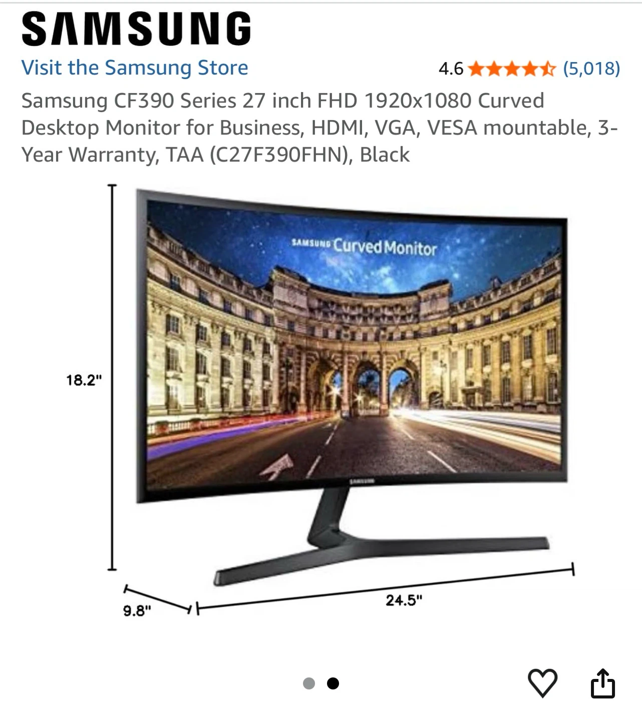Samsung CF390 27-inch Curved Monitor