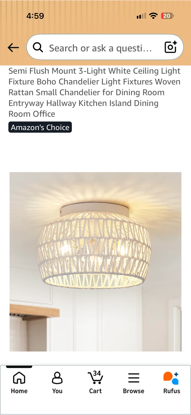 New! Boho Ceiling Fixture