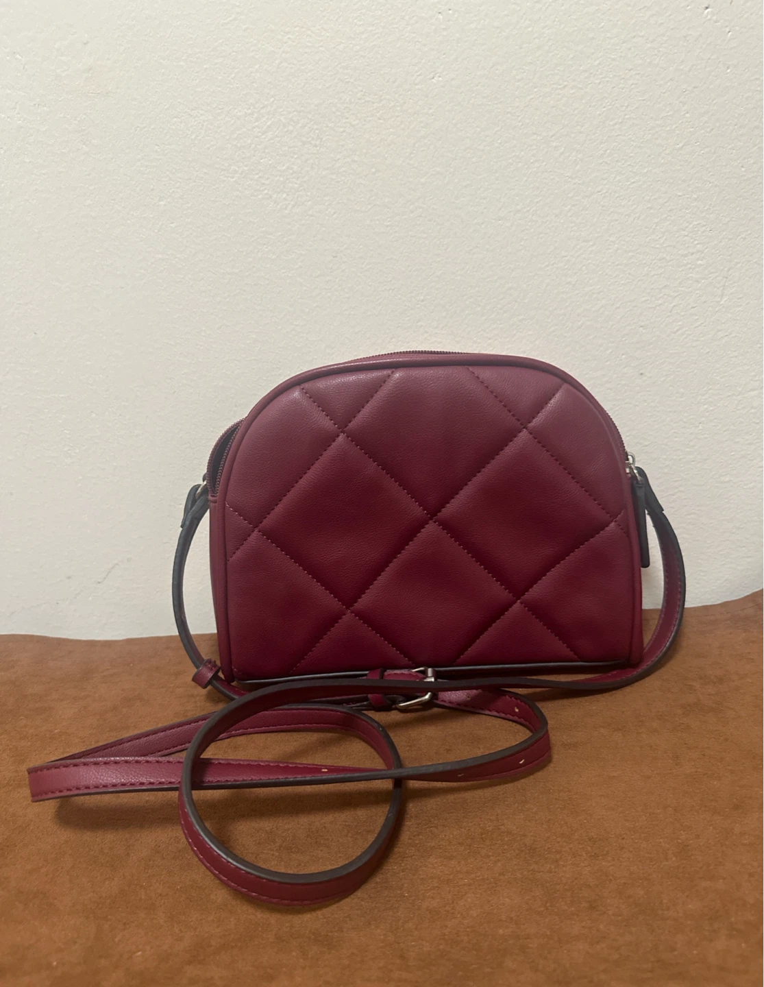 Quilted Maroon Crossbody Bag