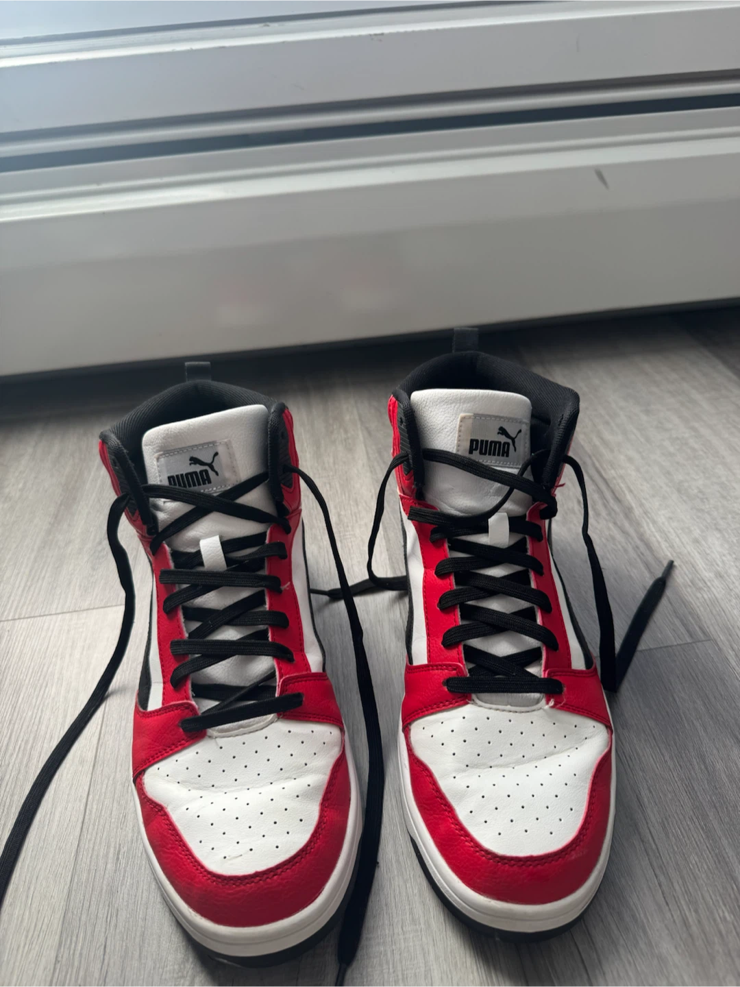 Puma High-Top Sneakers Red, White and Black Shoes - photo 2