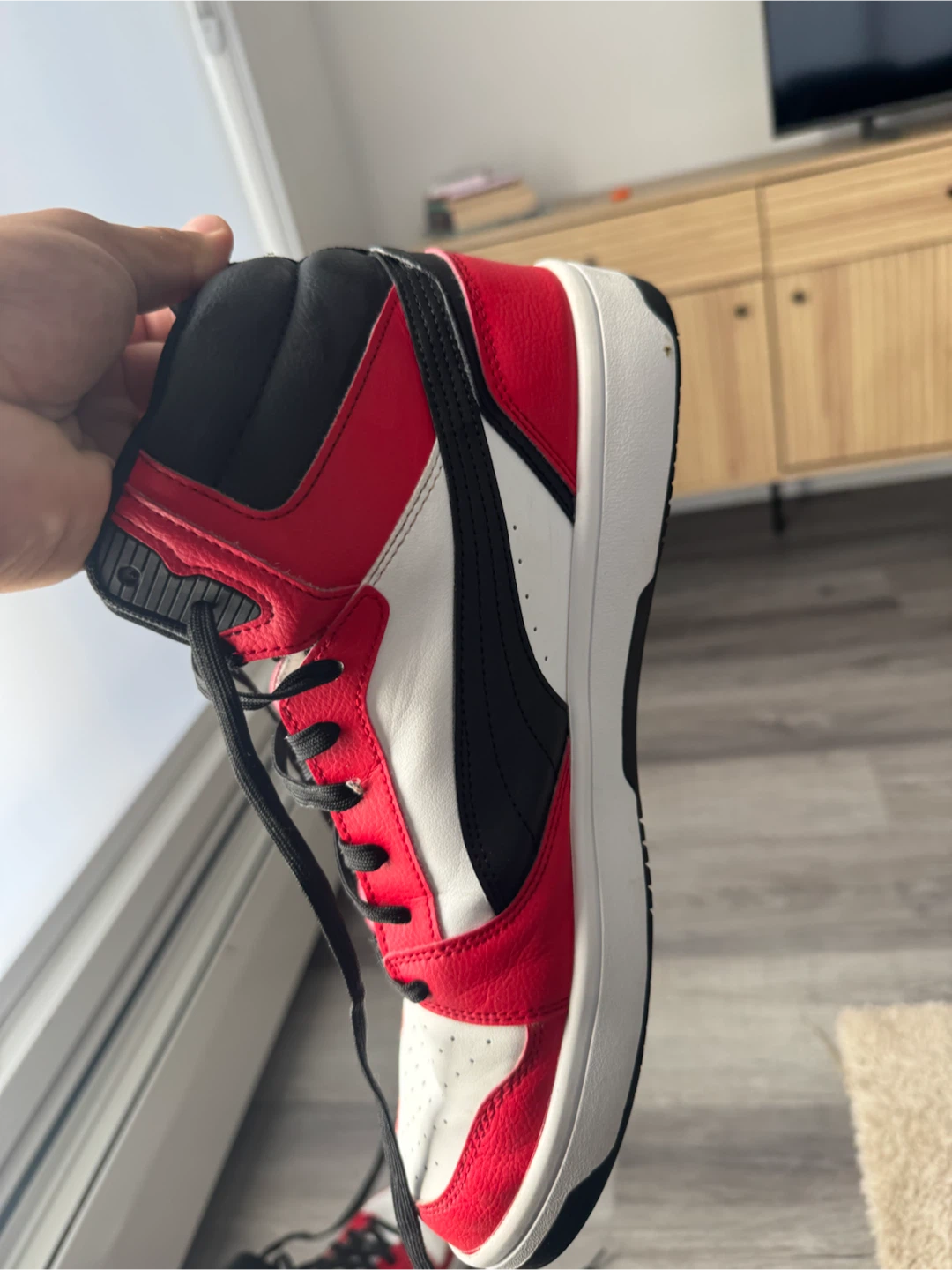 Puma High-Top Sneakers Red, White and Black Shoes - photo 3