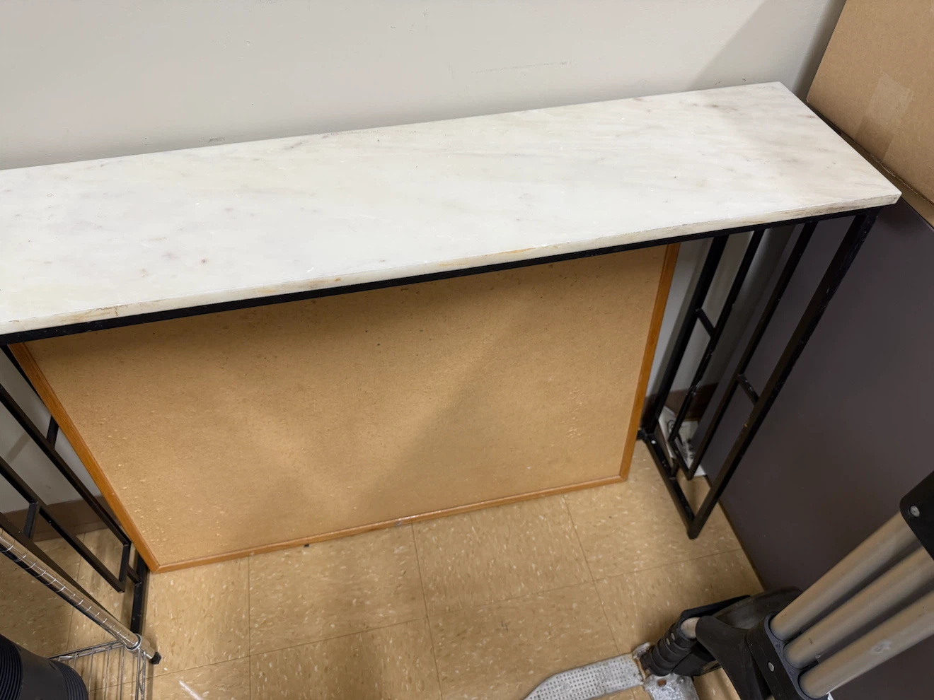 Marble Top Console Table with Black Metal Frame