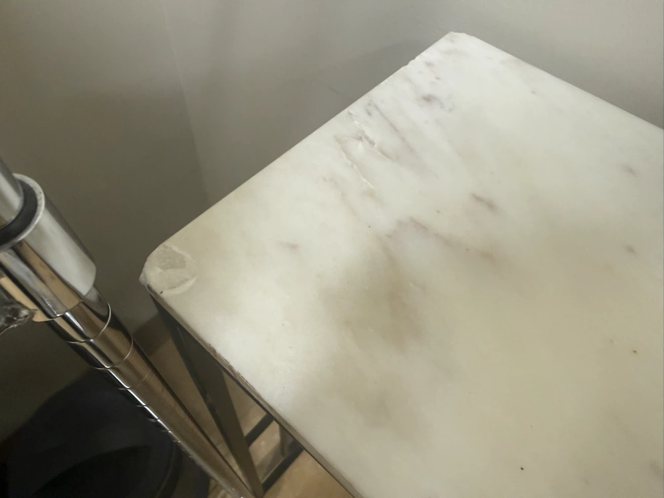 Marble Top Console Table with Black Metal Frame - photo 2