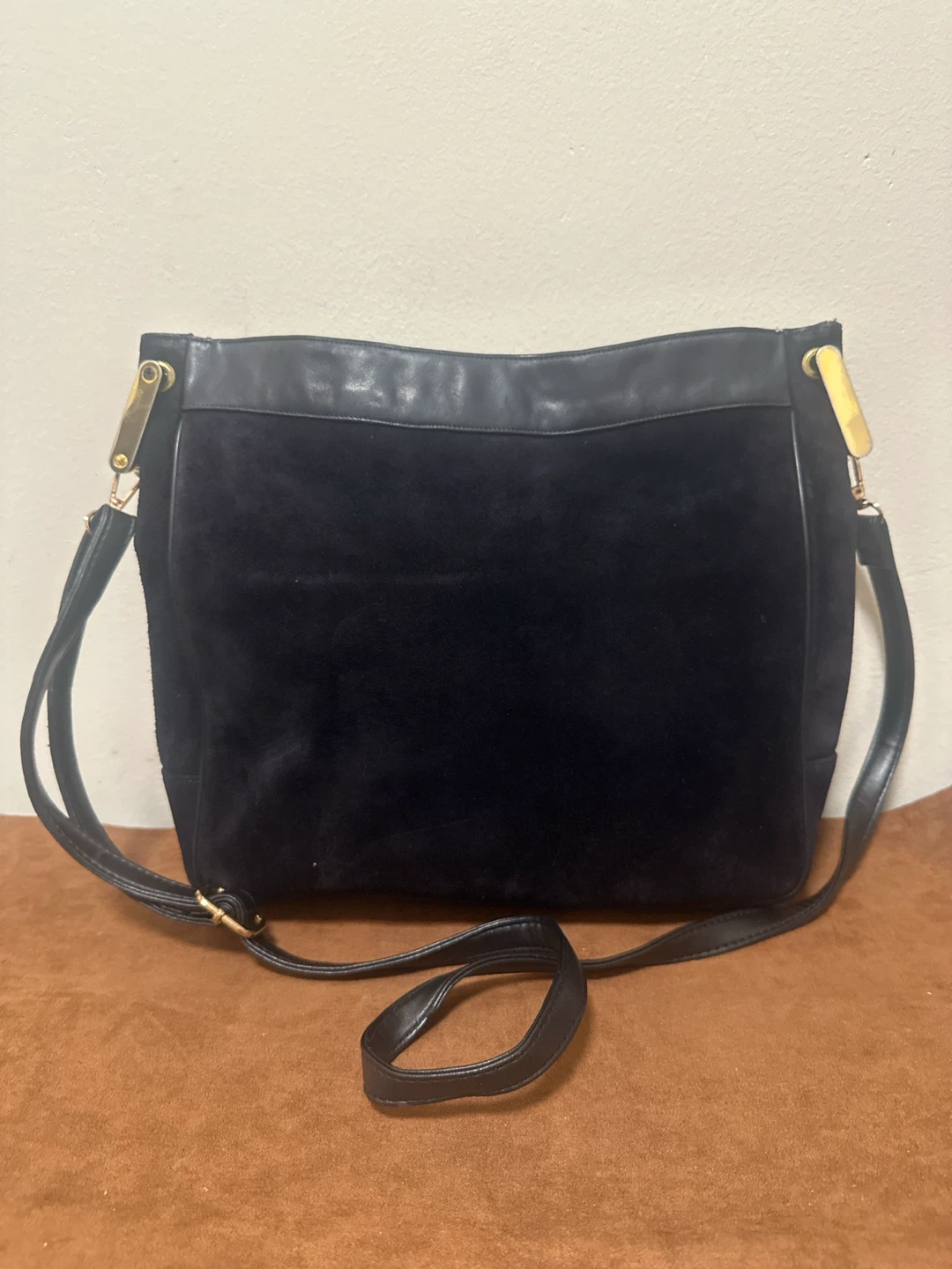 Black Suede and Leather Shoulder Bag