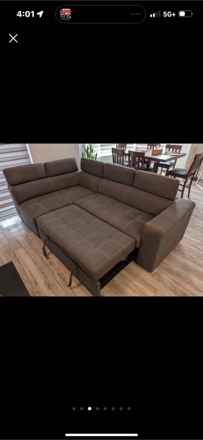 Grey sectional sofa with pull-out bed - photo 2