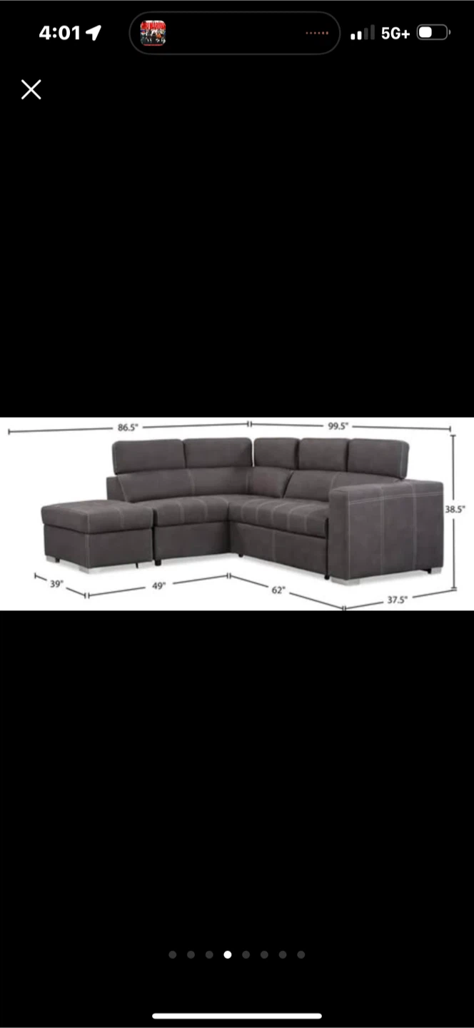 Grey sectional sofa with pull-out bed - photo 4