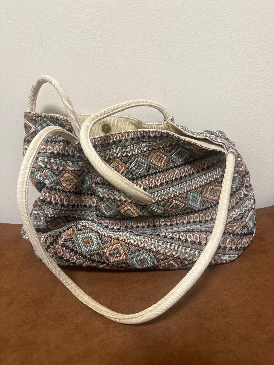 Woven Fabric Geometric Tote Bag