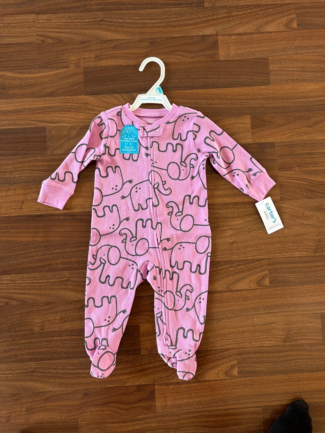 Carter's Baby Sleep & Play Pink Elephant Footed Pajamas