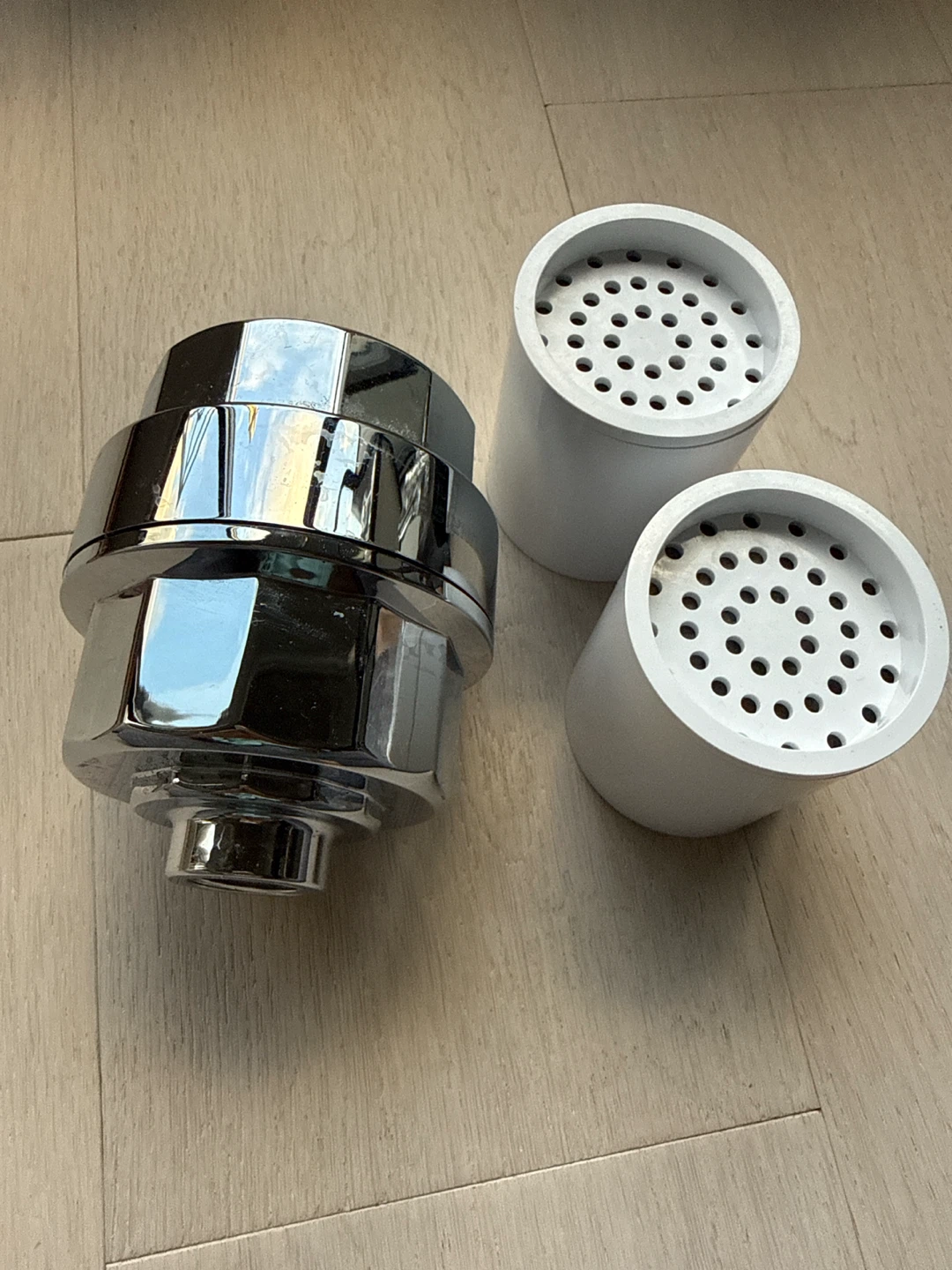 Chrome Shower Filter and Two Replacement Cartridges