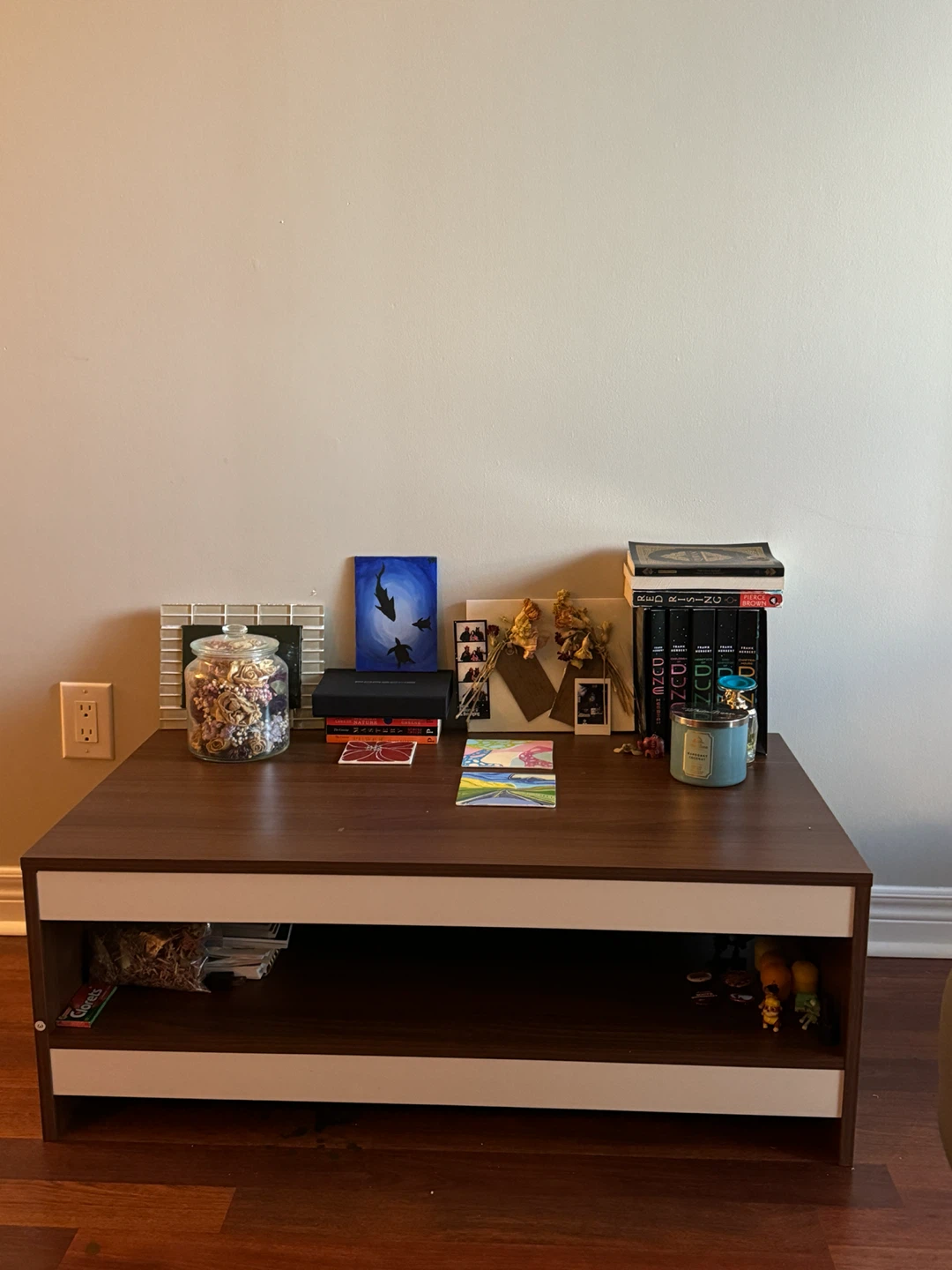 Modern two-tone coffee table with shelf