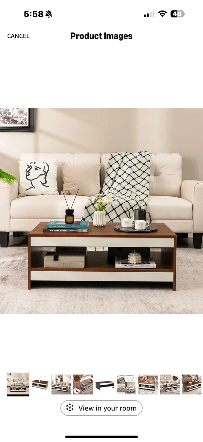 Modern two-tone coffee table with shelf - photo 2