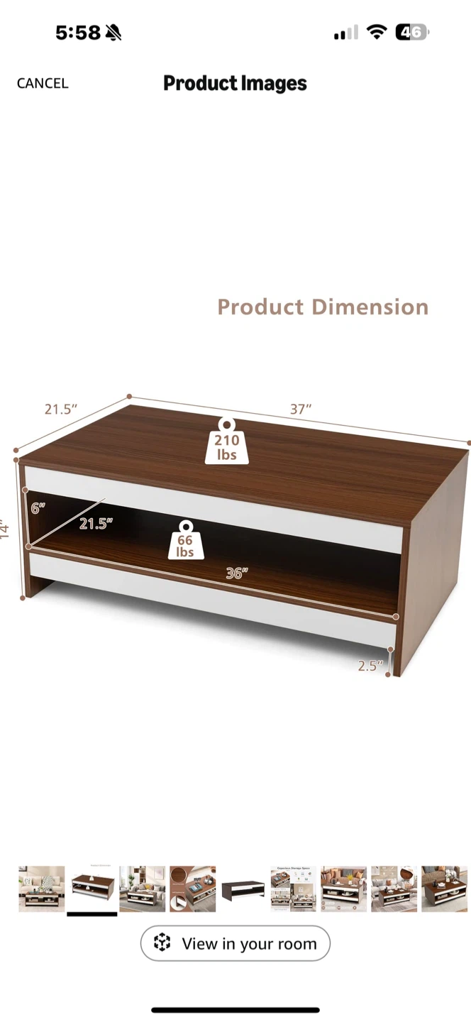 Modern two-tone coffee table with shelf - photo 3