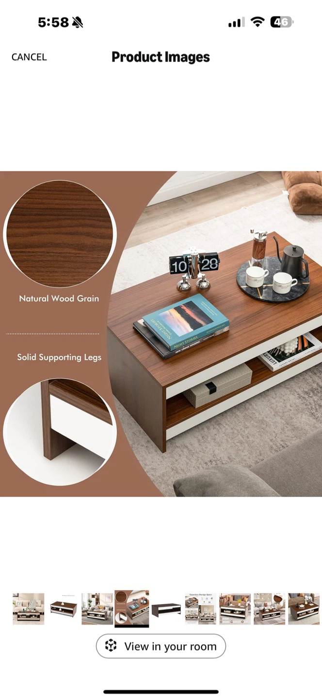 Modern two-tone coffee table with shelf - photo 4