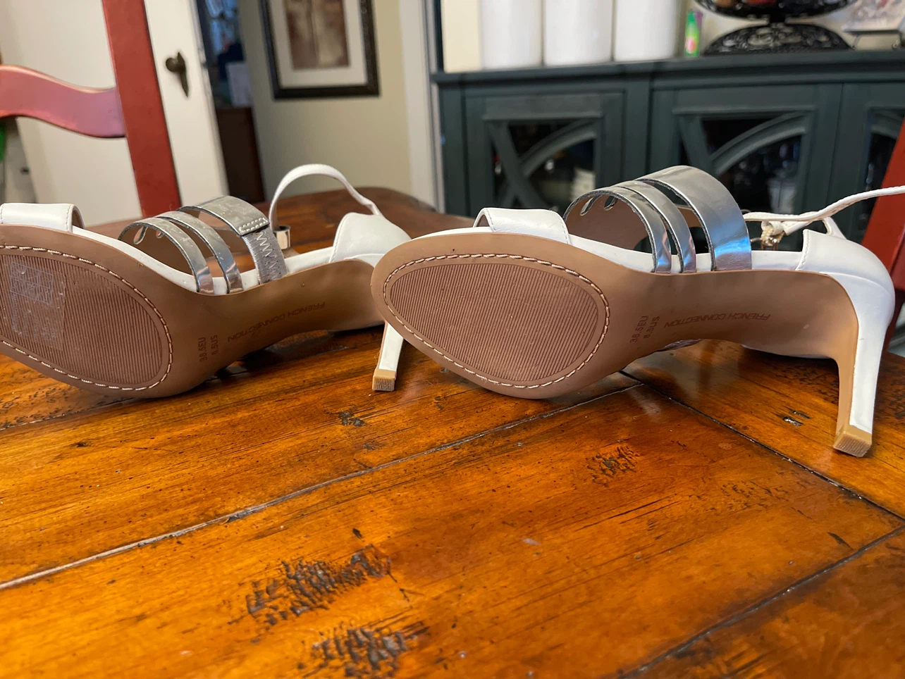 French Connection White and Silver Heeled Sandals - photo 5