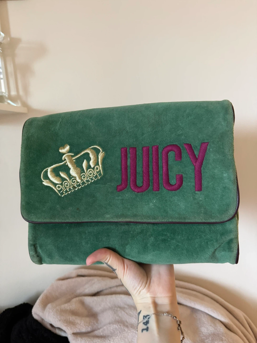 Juicy Couture Green Velour makeup bag