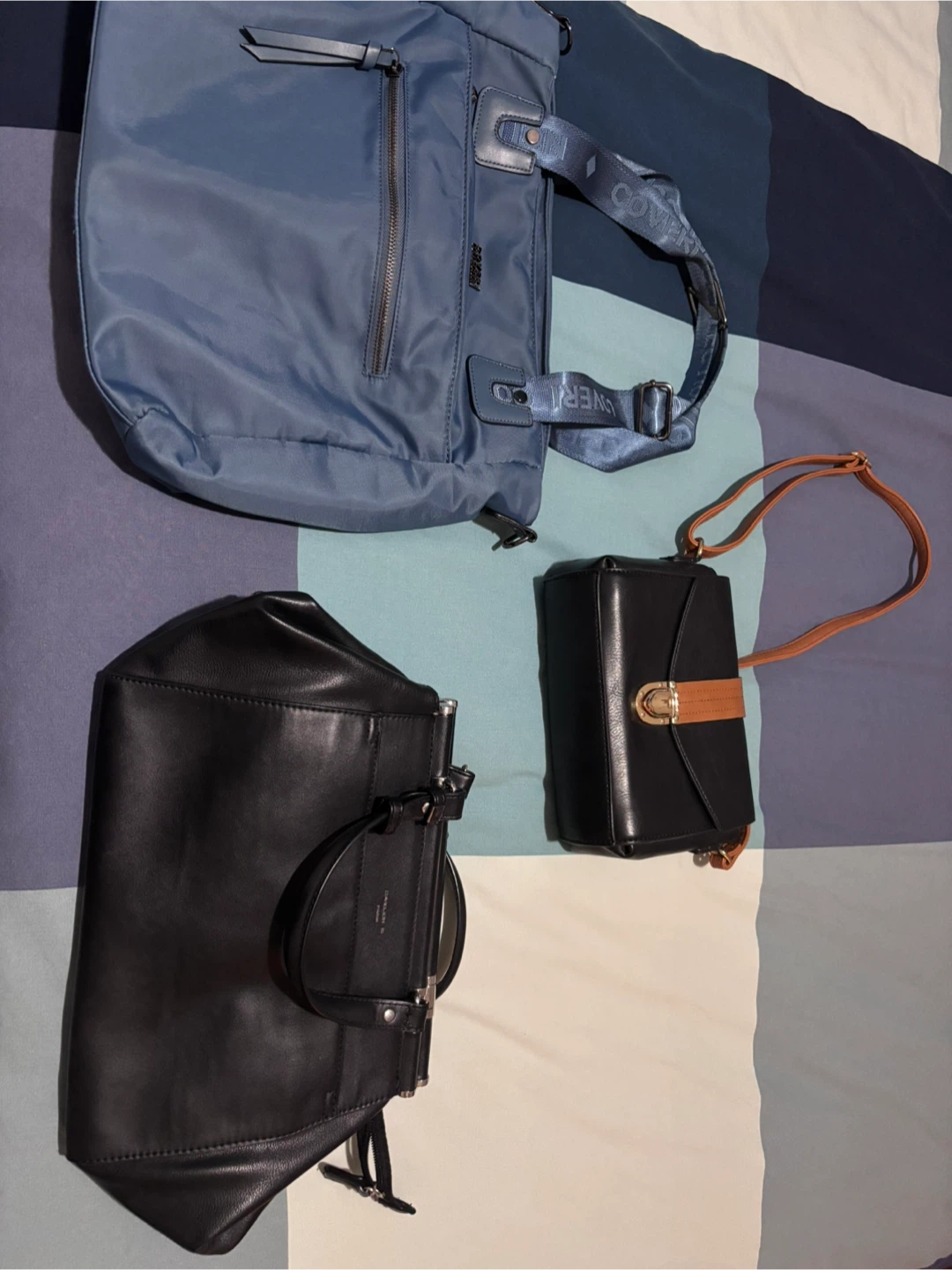 Set of three assorted handbags
