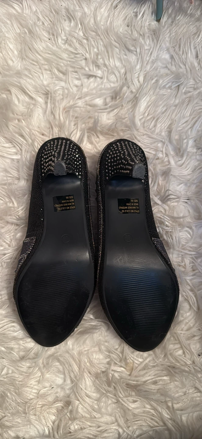 First Sight Black Peep Toe Heels Size 8.5 - photo 3