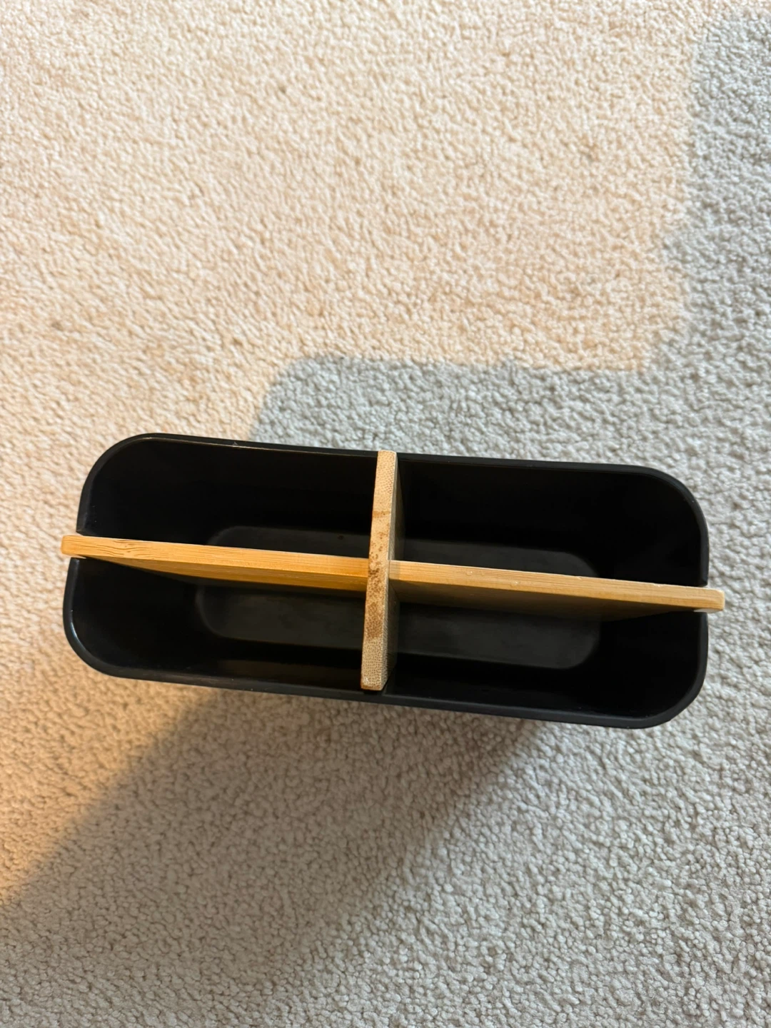 Black desktop organizer with bamboo dividers - photo 4