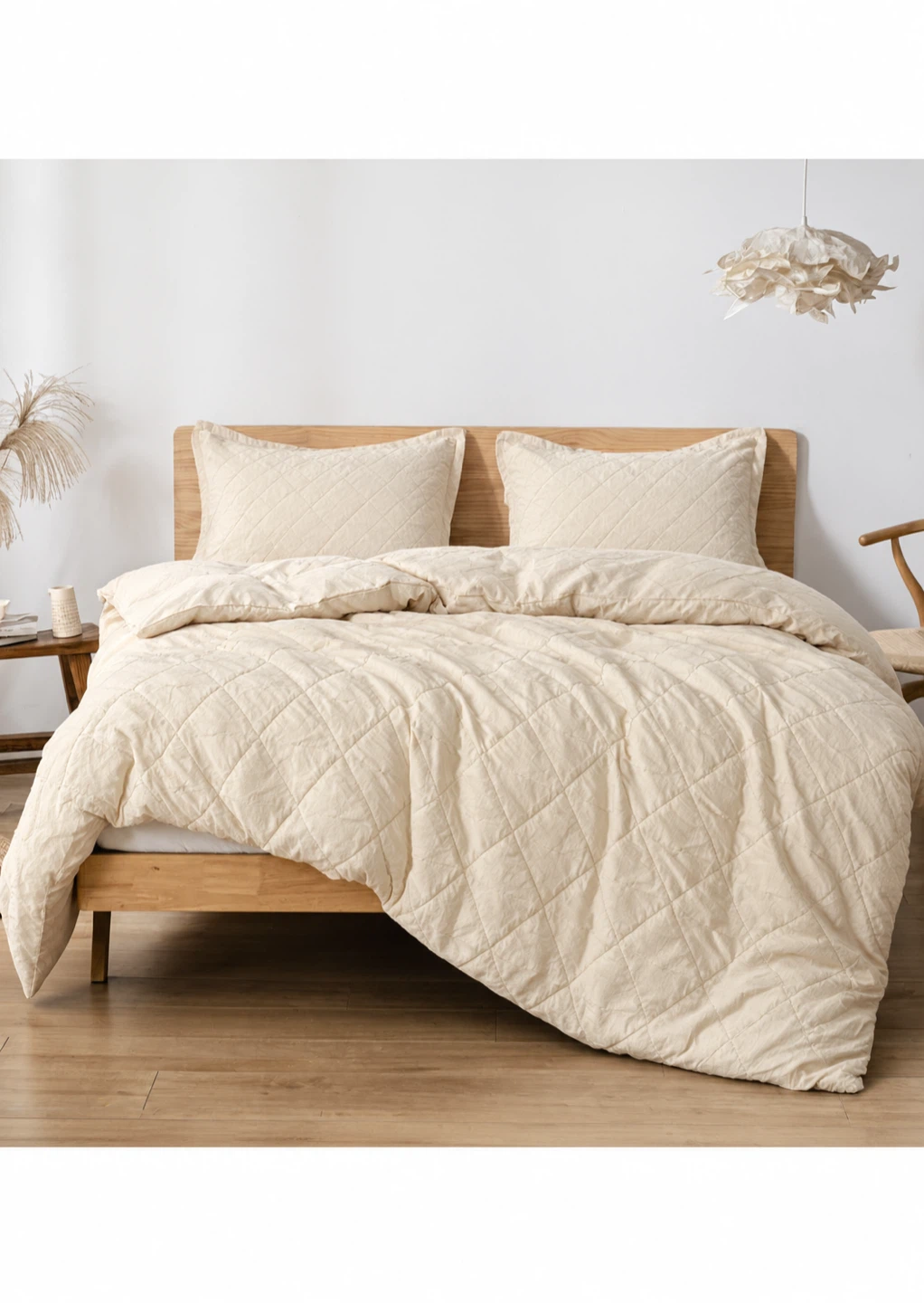 DKNY Queen Comforter Set - Beige Quilted Textured