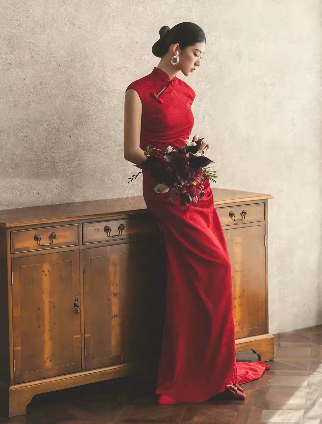 Red Cheongsam Qipao Dress