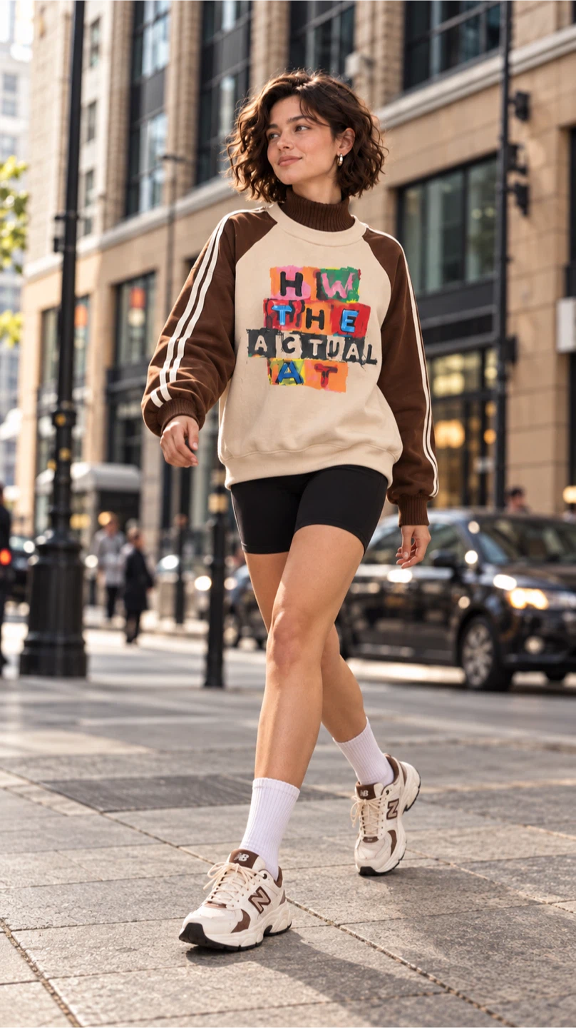 Graphic Print Mock Neck Sweatshirt