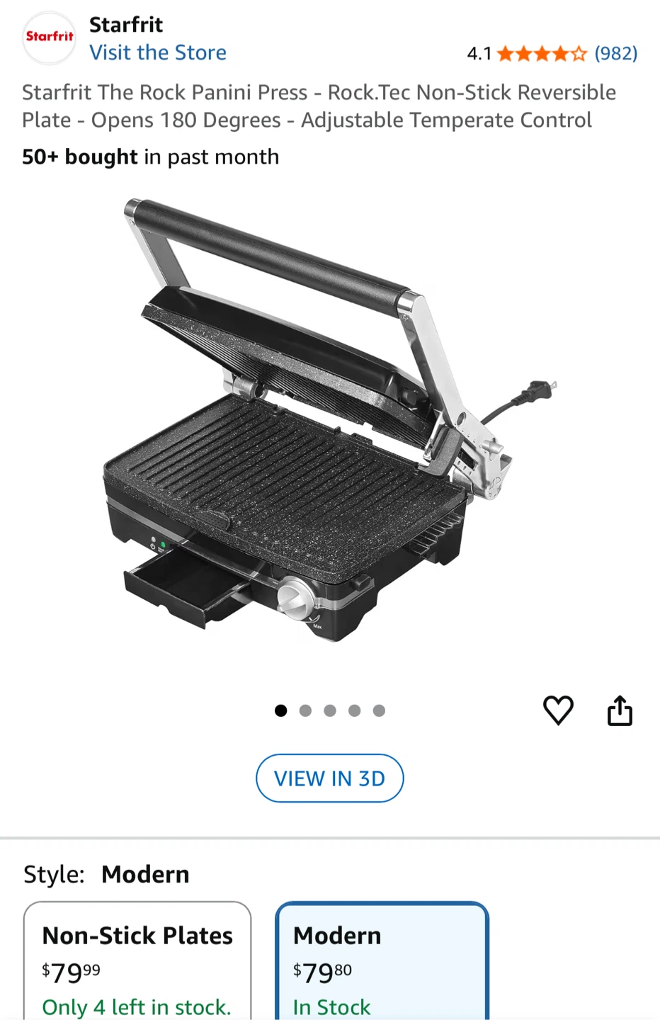 Starfrit The Rock Panini Press & Grill (Reversible Plates)
