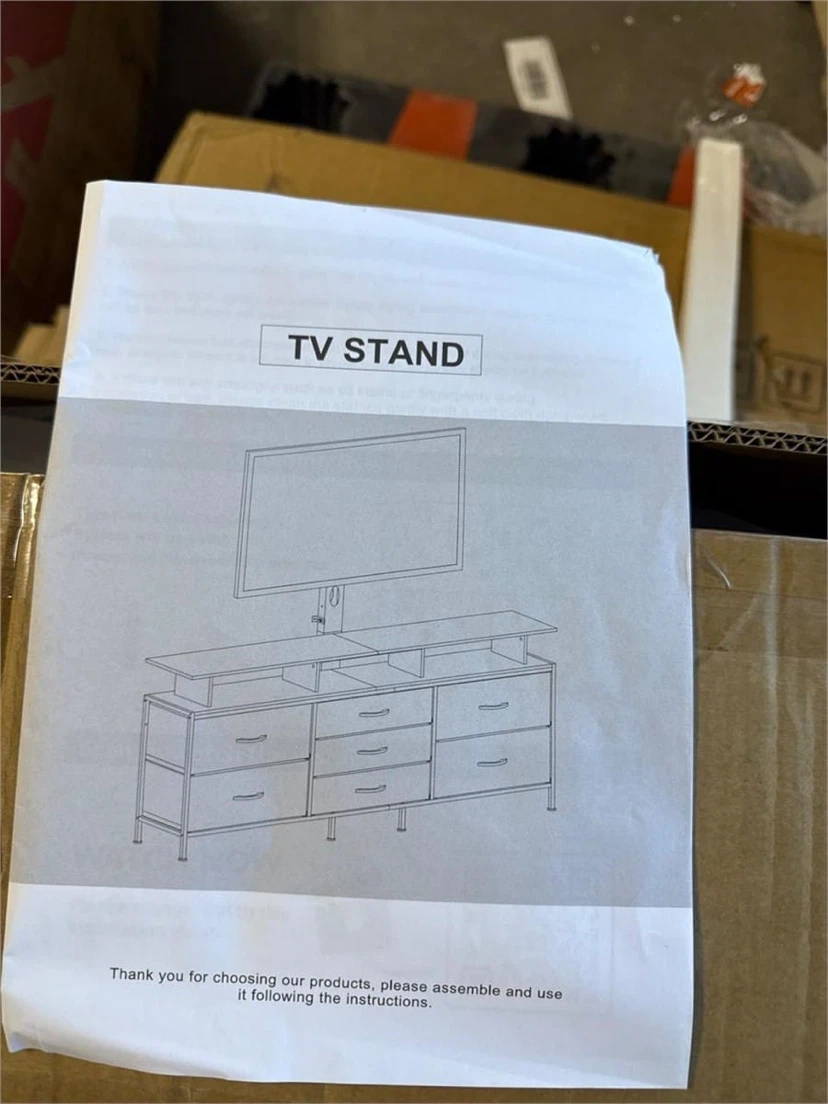 REAHOME 7 Drawers White TV Stand with Mount - photo 3