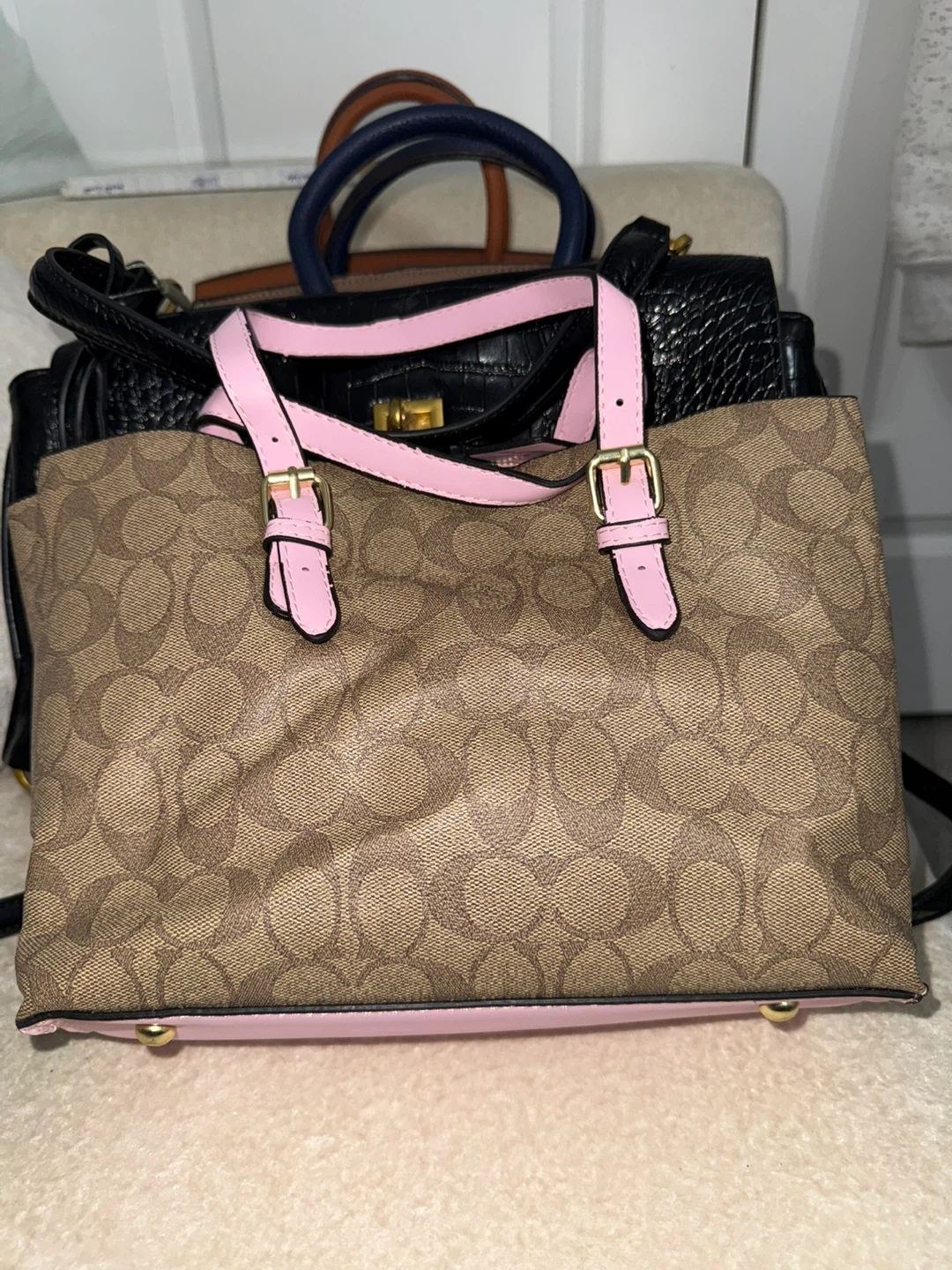 Coach Signature Canvas Tote Bag with Pink Trim - photo 2