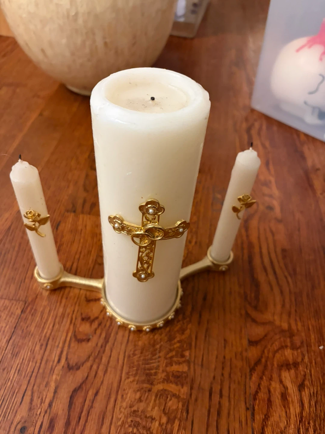 Ceremonial Candle Set with Gold Accents