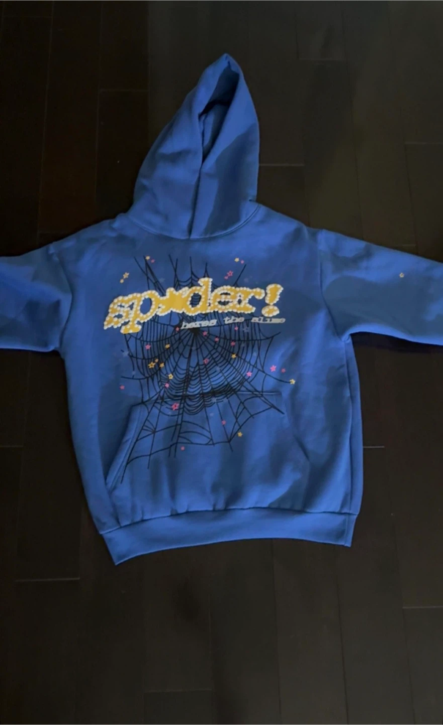 Sp5der Hoodie Blue SMALL