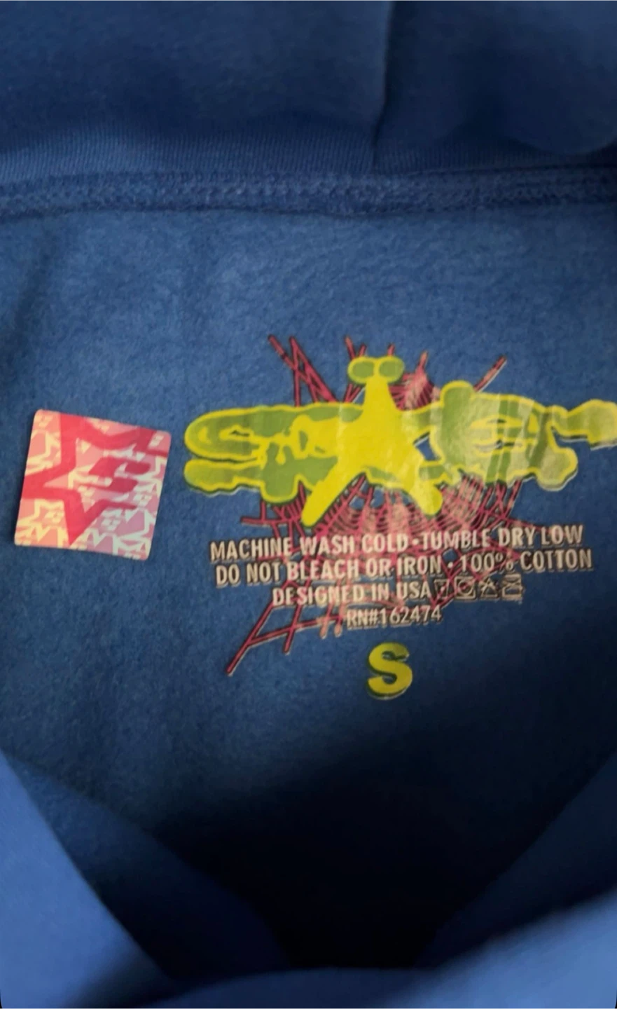 Sp5der Hoodie Blue SMALL - photo 2
