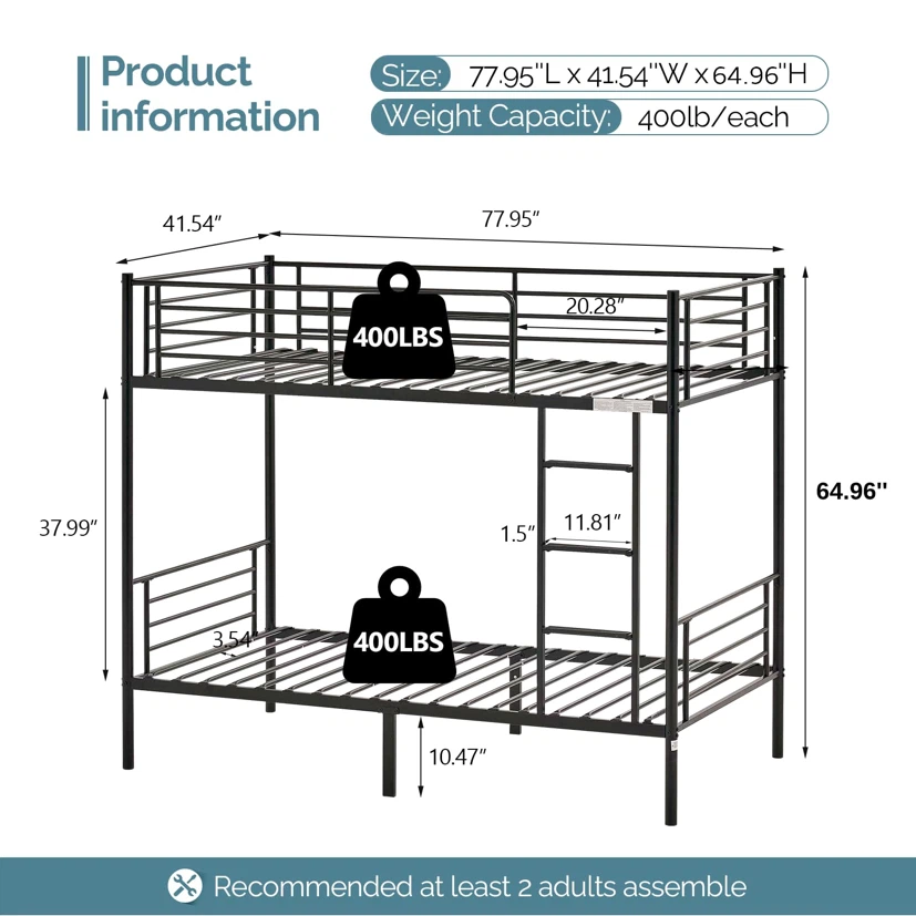 VINGLI Bunk Bed Twin Over Twin for Kids - photo 2