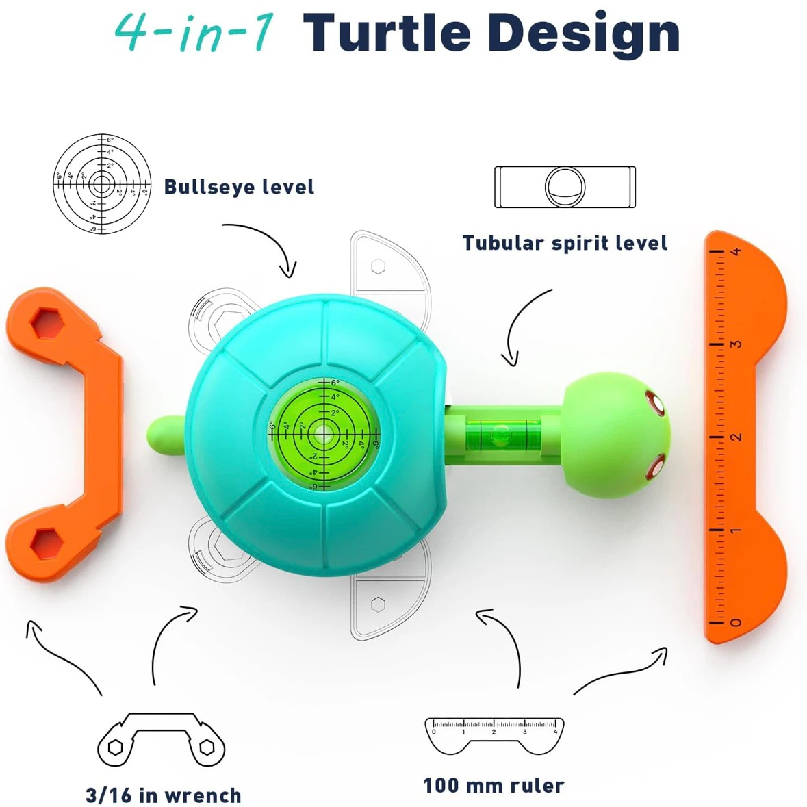 Brand New Kids 4-in-1 Turtle Spirit Level Tool - photo 3