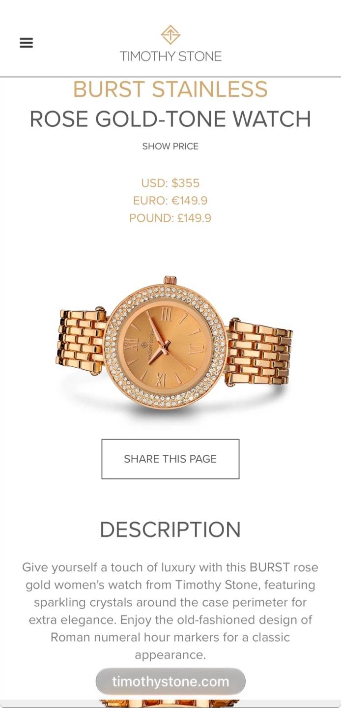 Timothy Stone Burst Rose Gold-Tone Watch - photo 3