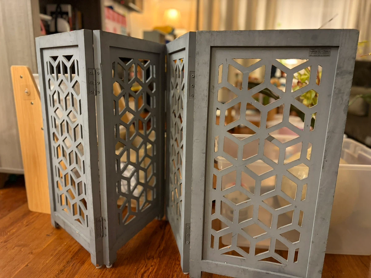 Gray Decorative 4-Panel Pet Gate