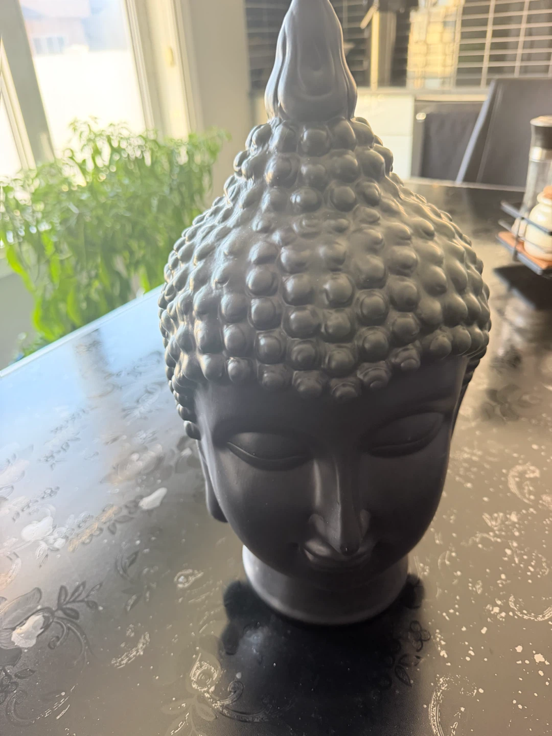 Decorative Black Buddha Head Statue - photo 2